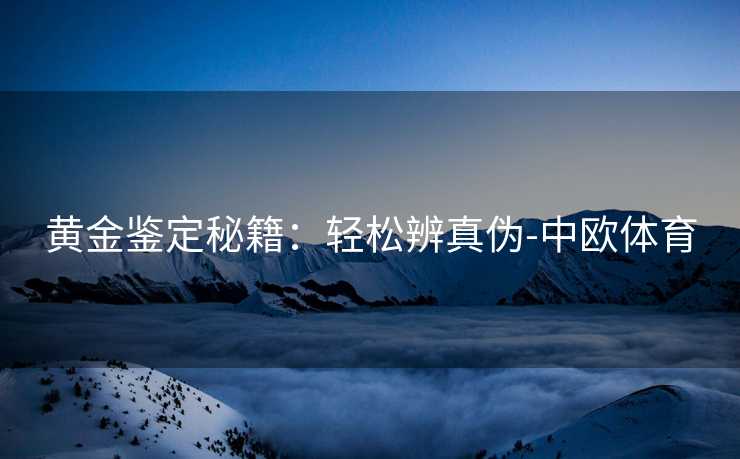 黄金鉴定秘籍：轻松辨真伪-中欧体育
